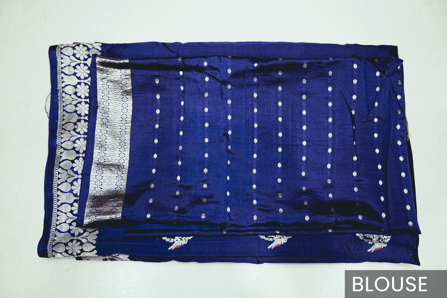 Luxurious Mashru Silk Saree with Silver Zari and Traditional Meenakari Butta