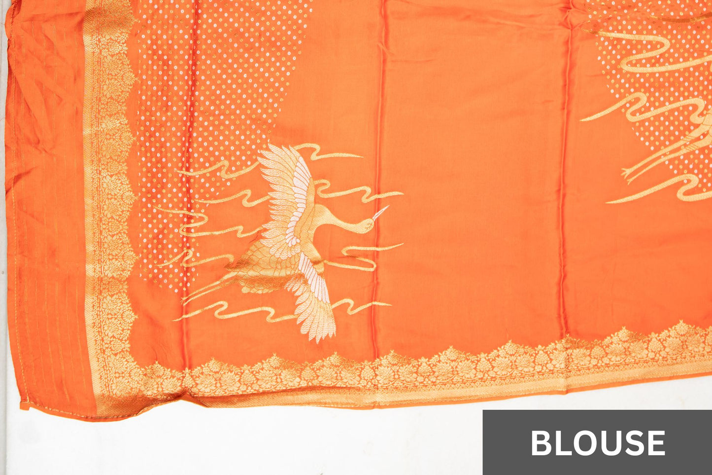 Rust Orange Art Crepe Saree with Fancy Printed Design & Zari Accents