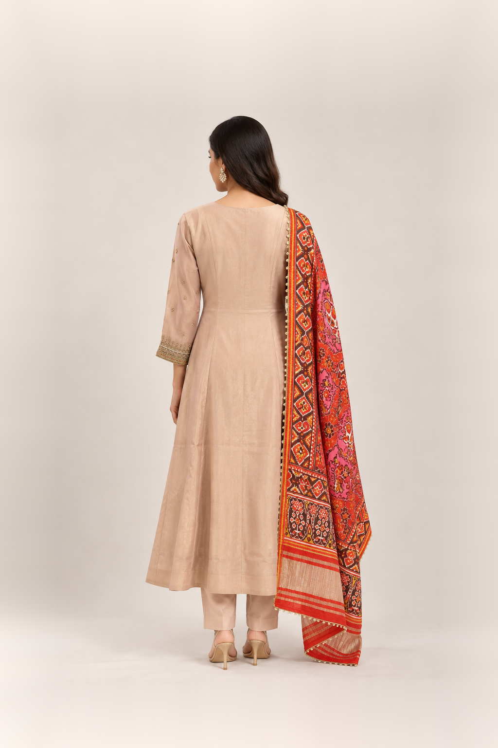 Ivory Beige & Multicolour Printed Suit Set