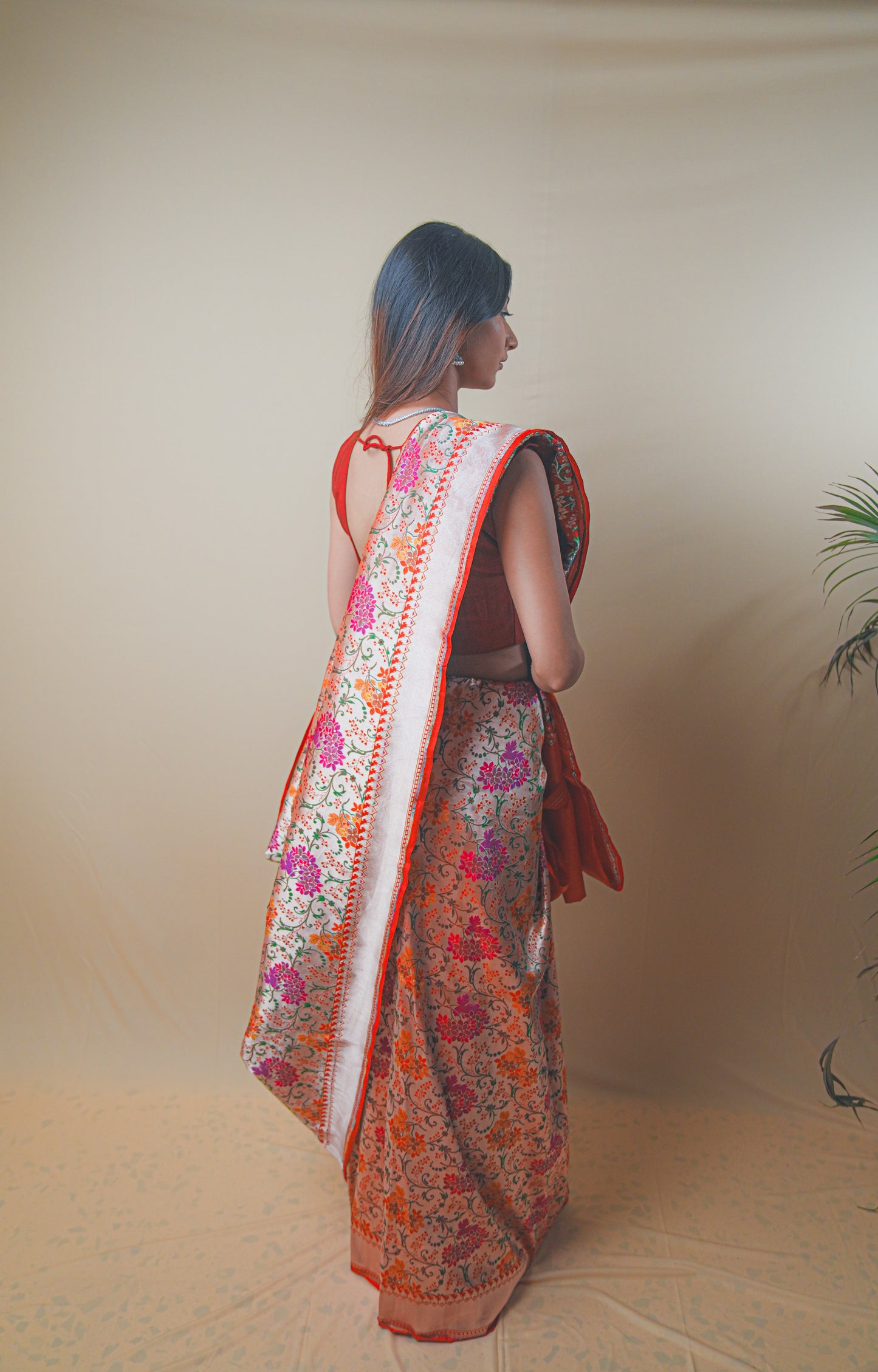 Designer Katan Jari Silk Saree with Timeless Meenakari Embroidery