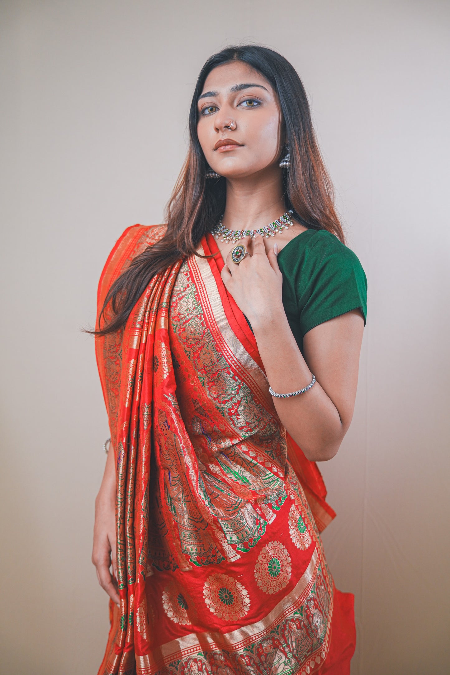 Rich Ikkat Patola Silk Saree with Classic Amdavadi Border Detailing