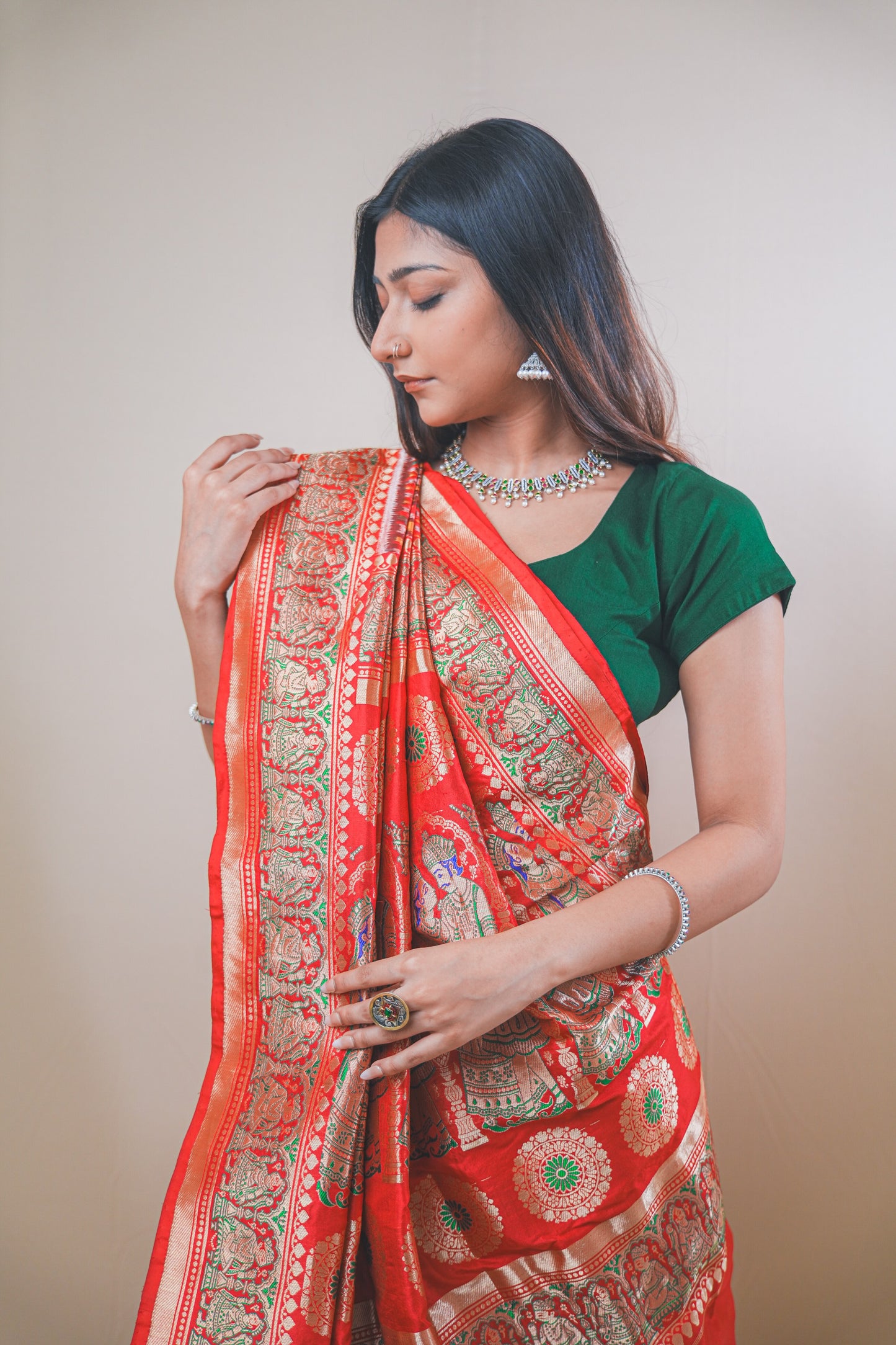 Rich Ikkat Patola Silk Saree with Classic Amdavadi Border Detailing