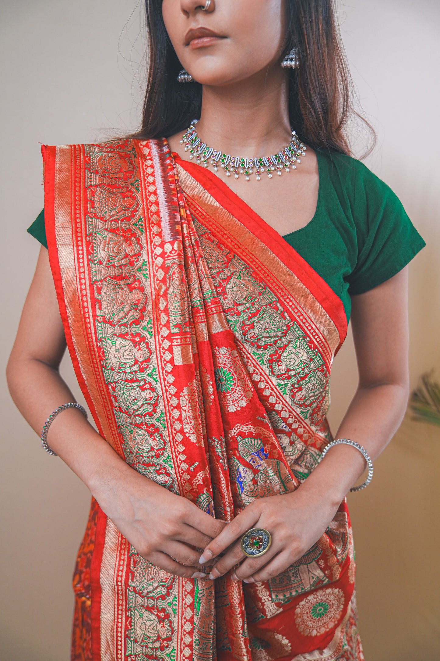 Rich Ikkat Patola Silk Saree with Classic Amdavadi Border Detailing