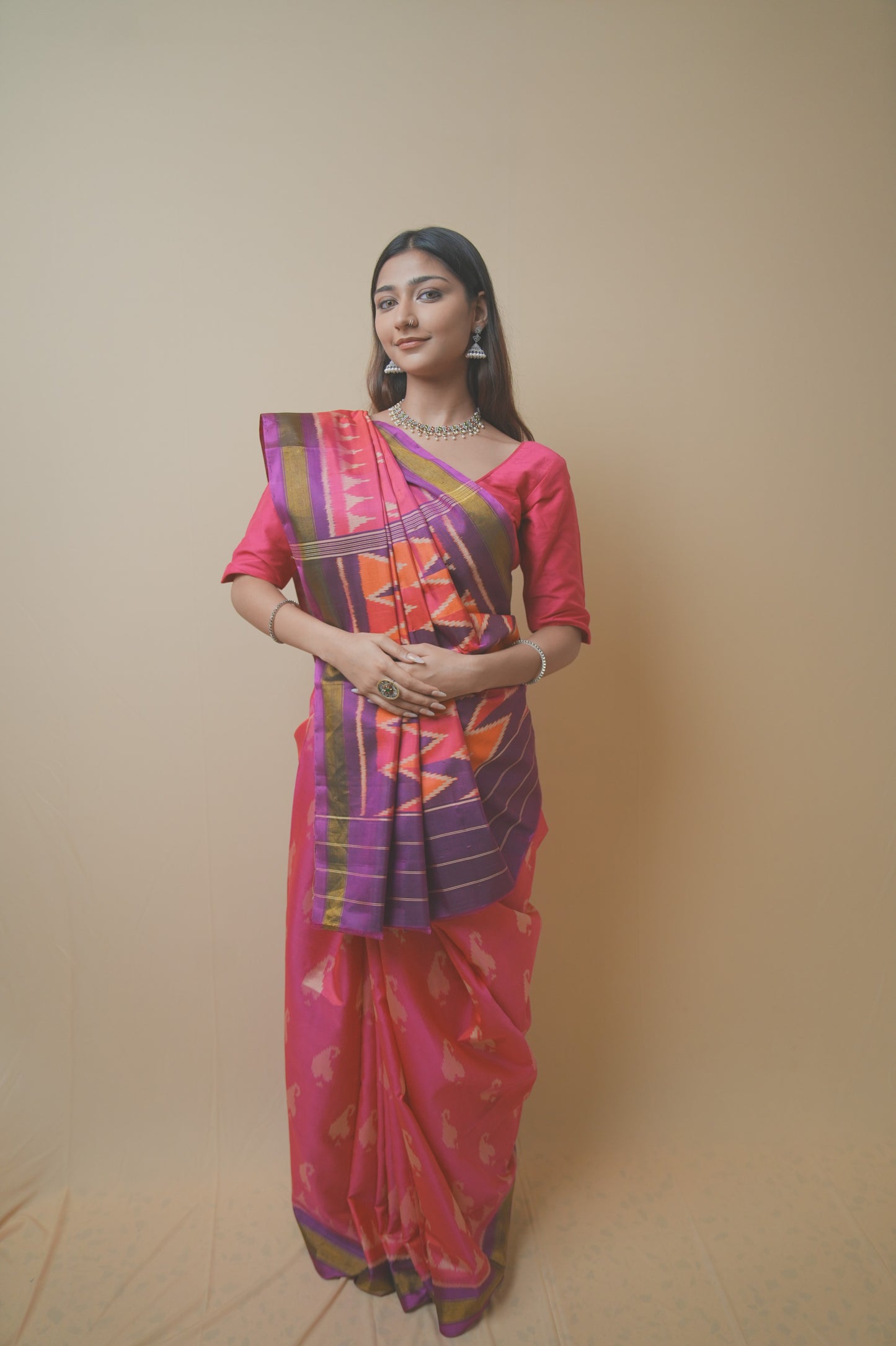Rajkoti Patola Silk Saree with Artistic Designed Pallu