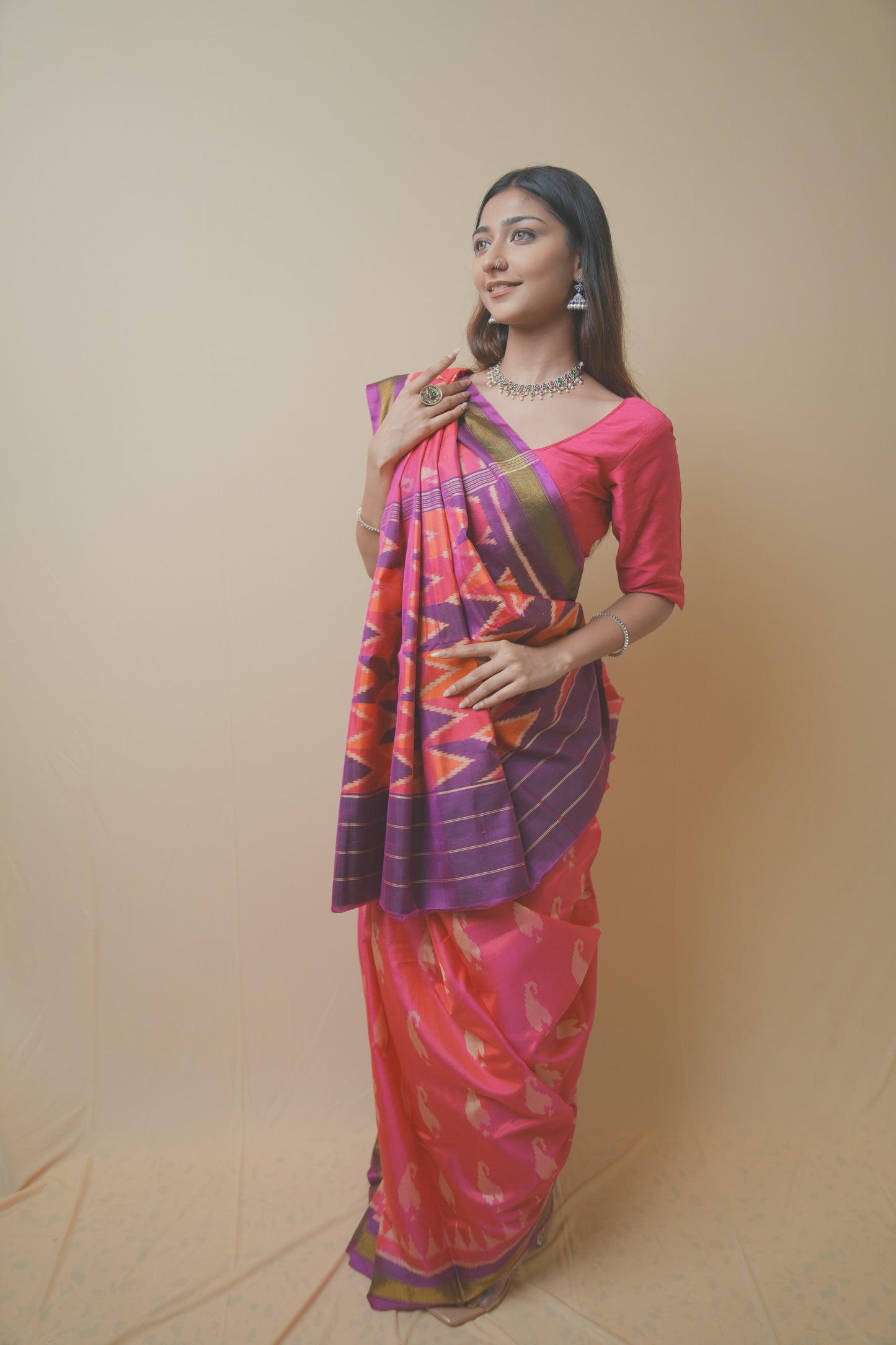 Rajkoti Patola Silk Saree with Artistic Designed Pallu