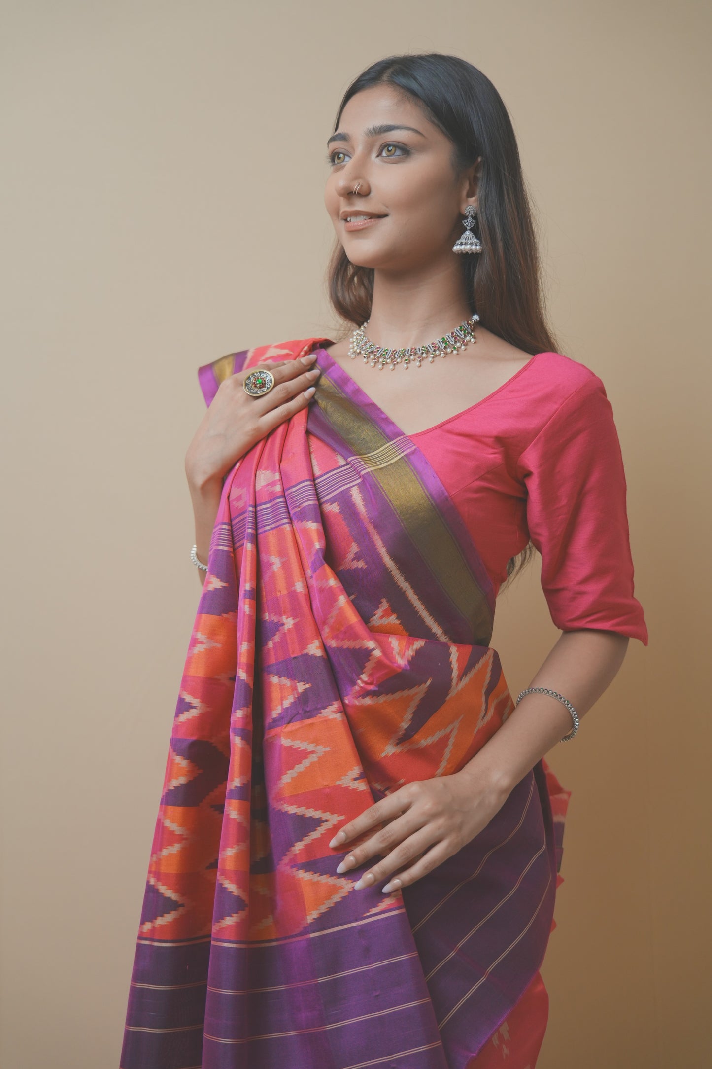 Rajkoti Patola Silk Saree with Artistic Designed Pallu