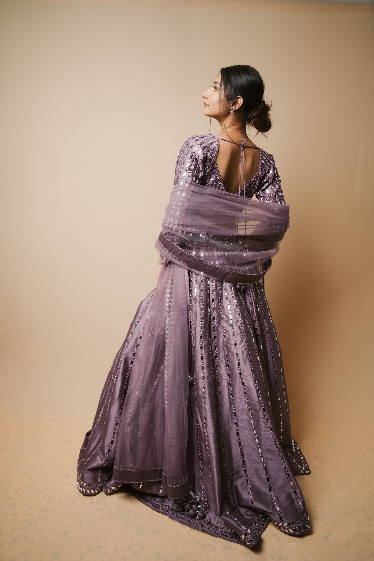 Elegant Mirror Work Dupion Silk Set with Matching Dupatta