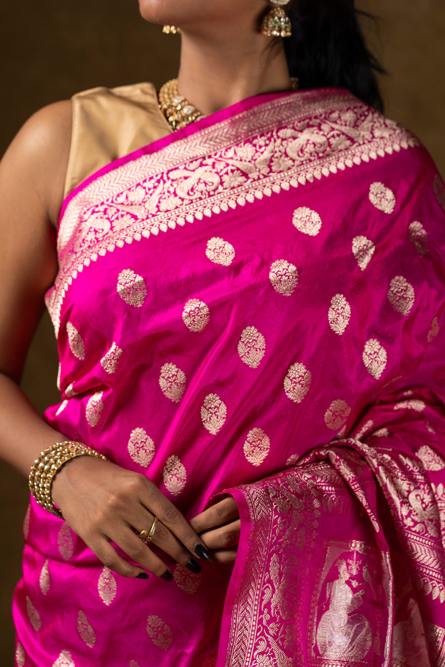 Pink Banarasi Silk Saree with Zari Work