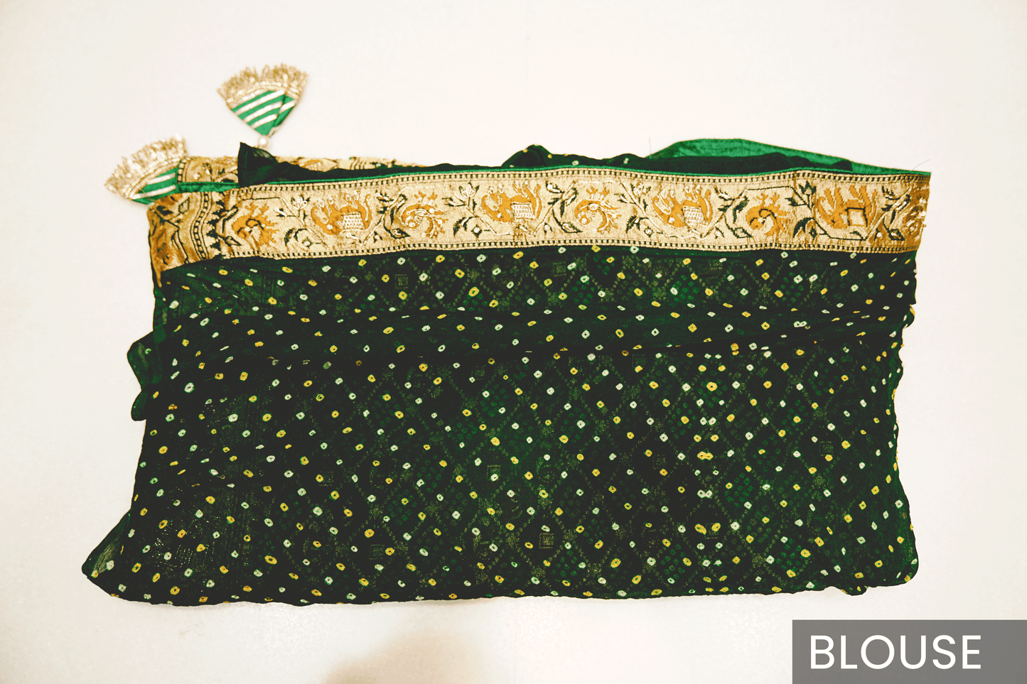 Royal Green Banarasi Georgette Bandhej Saree with Zari Work