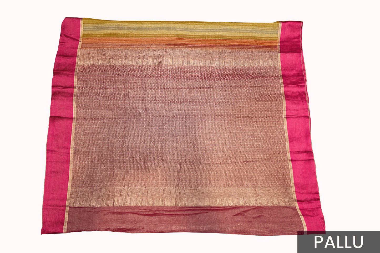 Vibrant Stripe Weave Chiffon Saree with Rich Pink Border