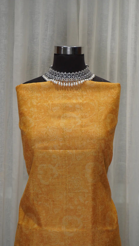 Yellow Tussar Silk Dupatta with Digital Print & Thread Work