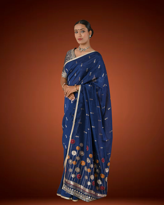 Midnight Sparkle Crepe Silk Saree
