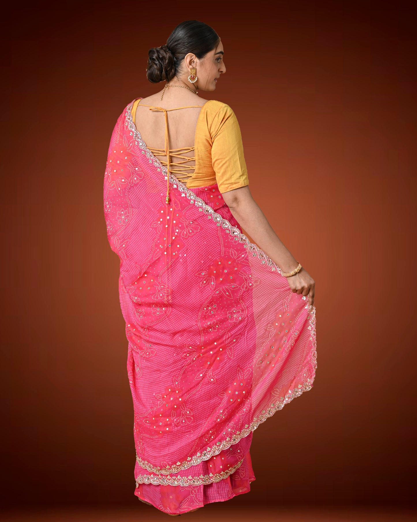 Elegant Crape Georgette Saree with Gota Patti & Sequence Work