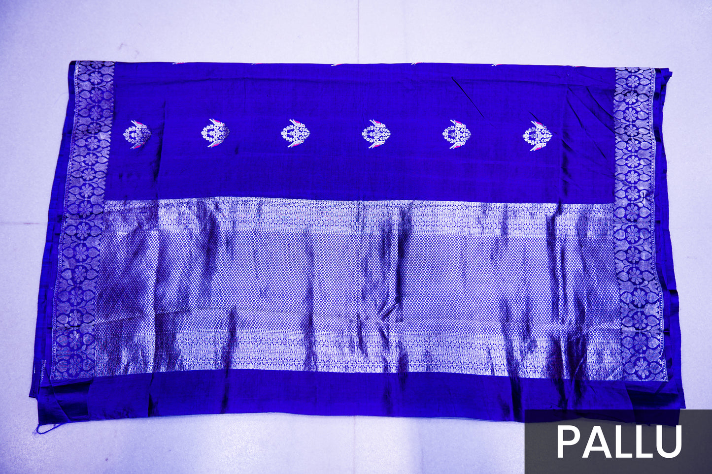 Luxurious Mashru Silk Saree with Silver Zari and Traditional Meenakari Butta