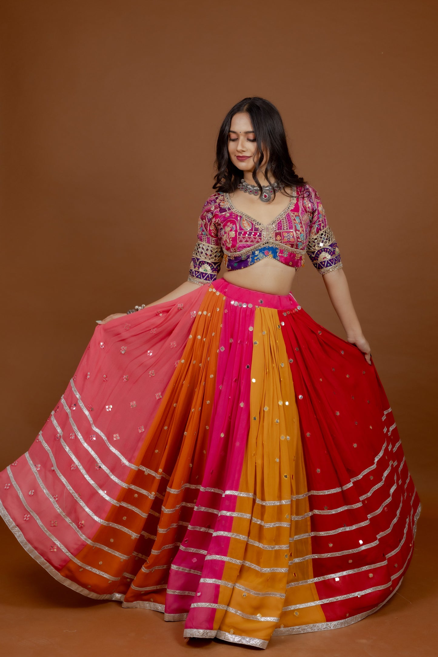 Multi-Shade Georgette Chaniya Choli Ensemble