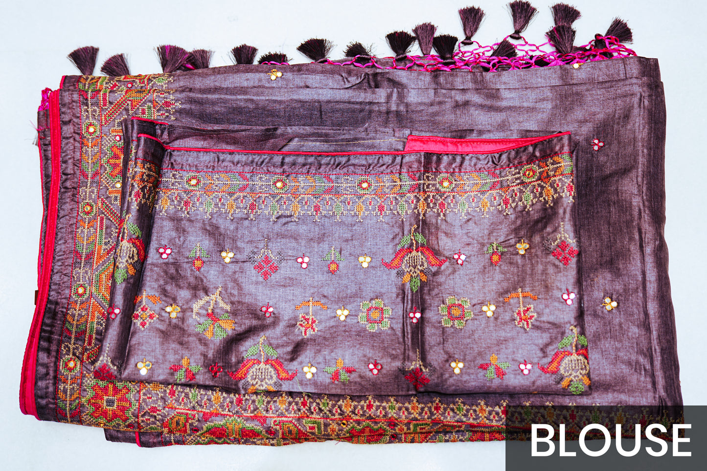 Purple Tassal Silk Saree with Elegant Ankar Work