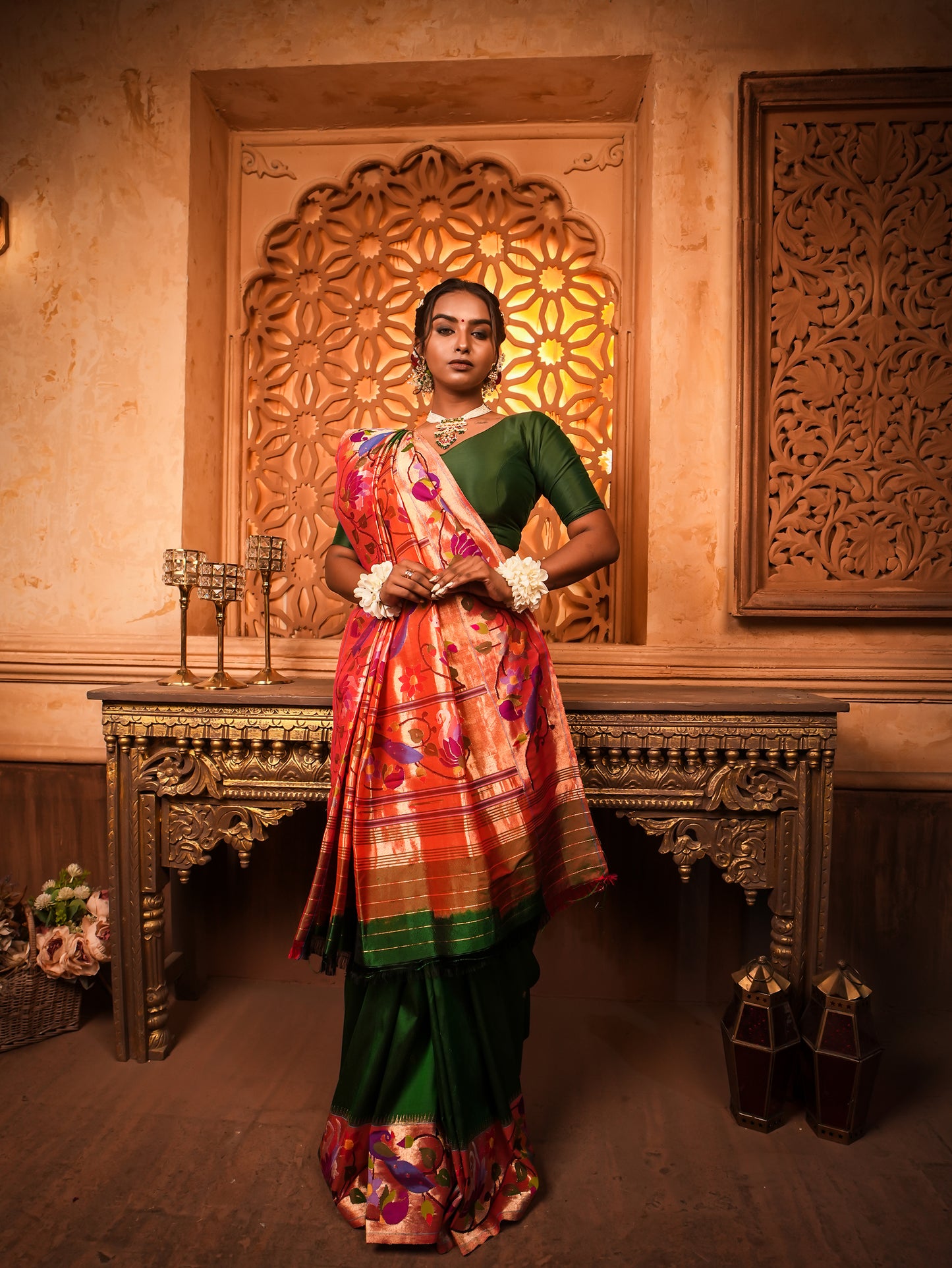 Kanjivaram Silk Saree with Exquisite Jardosi & Gotapati Work