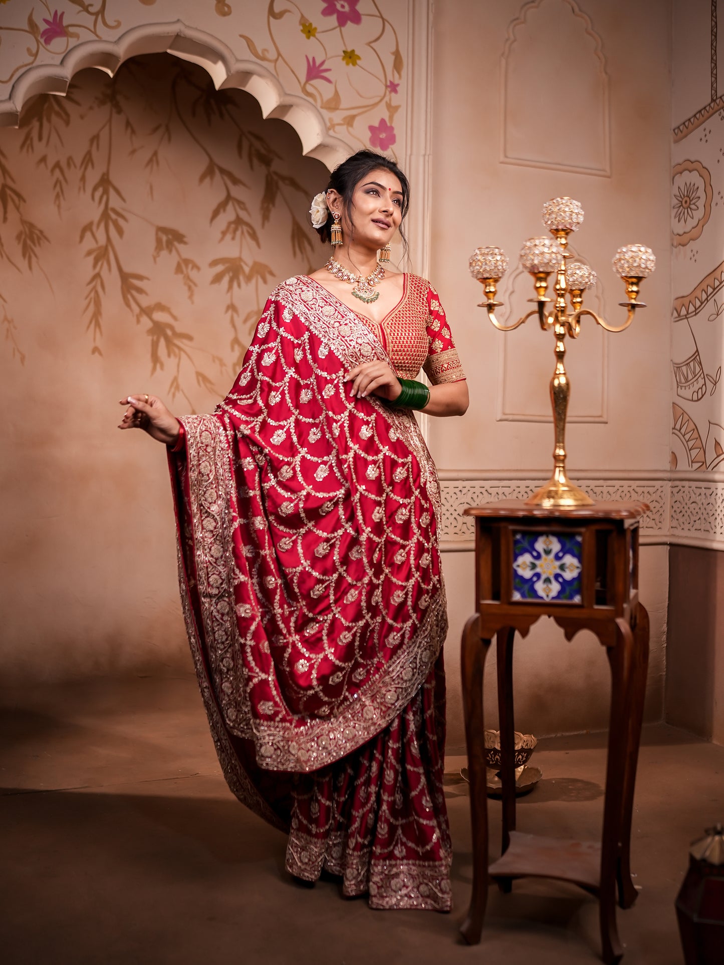Royal Satin Silk Saree with Exquisite Jardosi Work