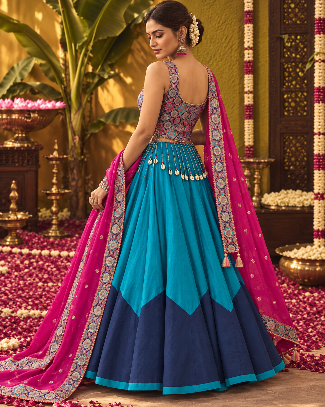 Rani Pink & Turquoise Heritage Lehenga Set