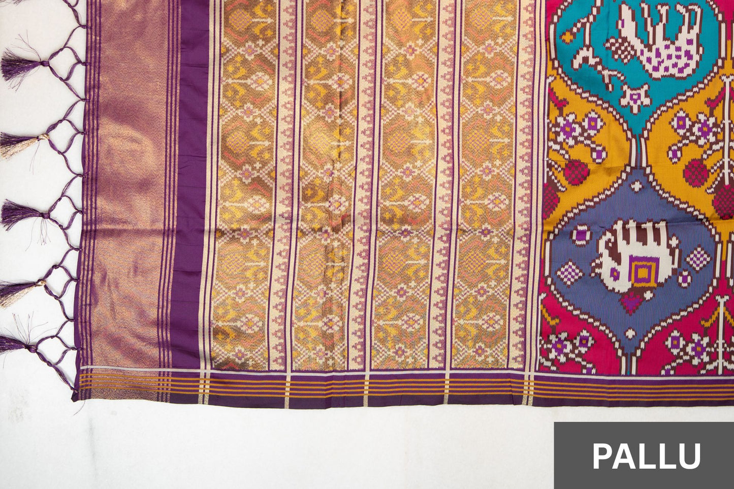Royal Fusion Patola Silk Saree with Woven Pallu & Tassels