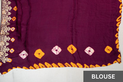 Royal Plum Gajji Silk Saree with Gota Patti Work