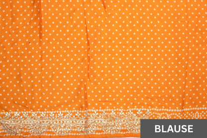 Ivory Orange Shamu Gajji Silk Bandhani Saree with Gota Patti Work