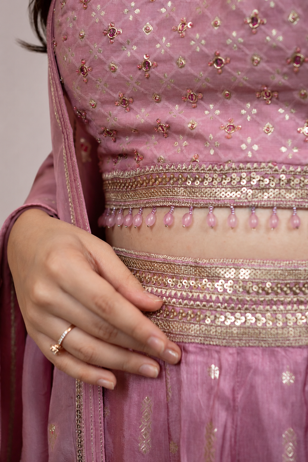 Blush Pink Zari Woven Silk Lehenga Set with Matching Dupatta