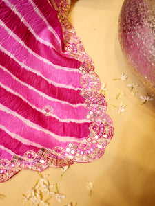 Pink Leheriya Saree