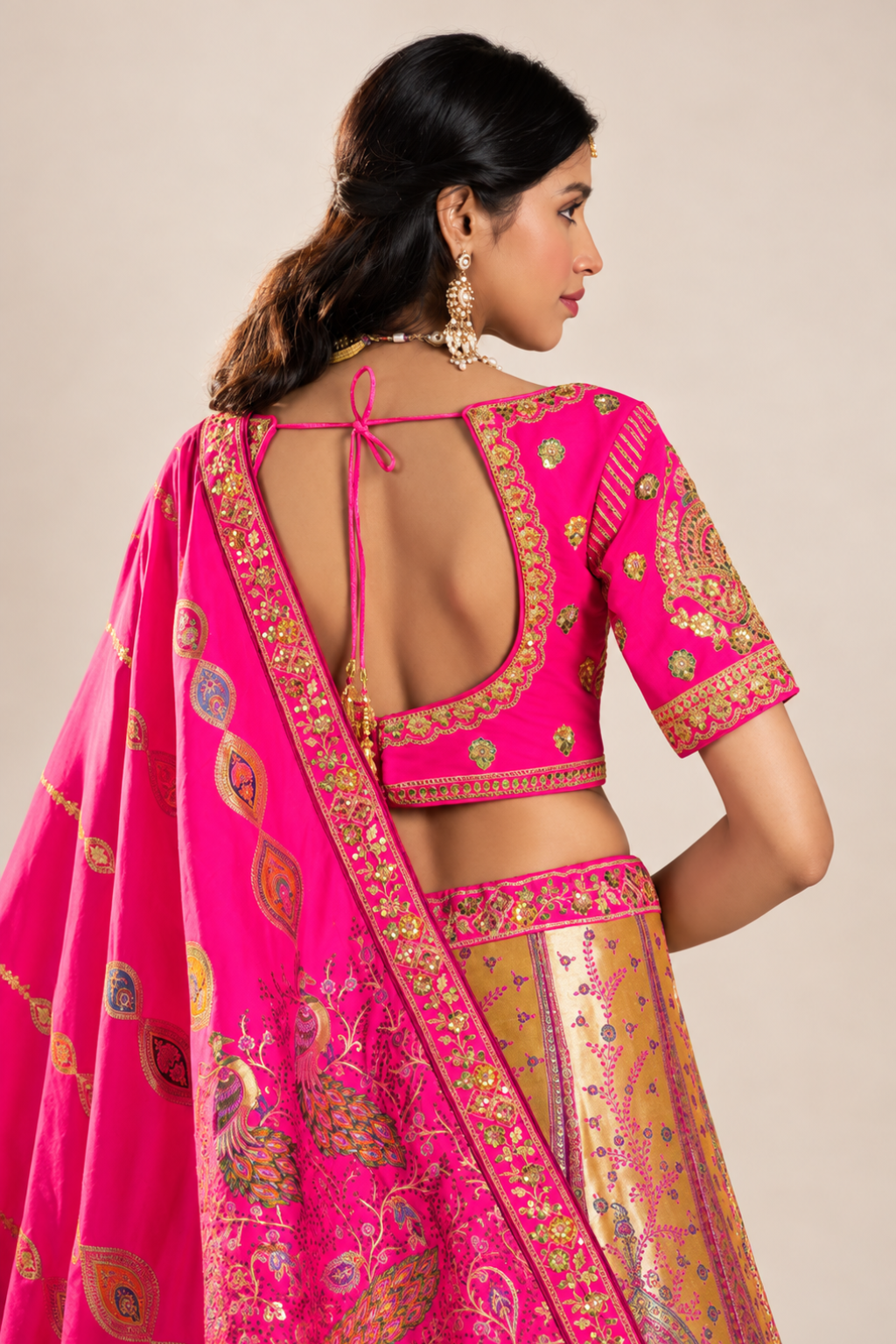 Royal Magenta Pink Gold Designer Lehenga Set