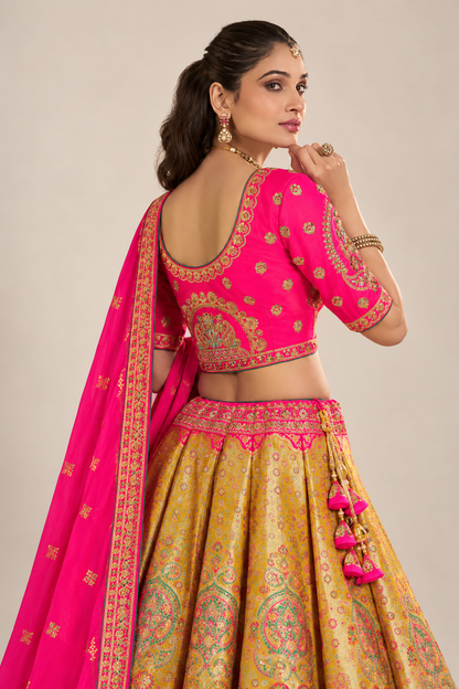 Rani Pink Heritage Silk Lehenga Set