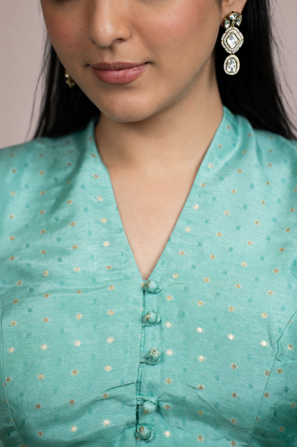 Aqua Blue Embroidered Lehenga Set with Rani PInk Banarasi Dupatta