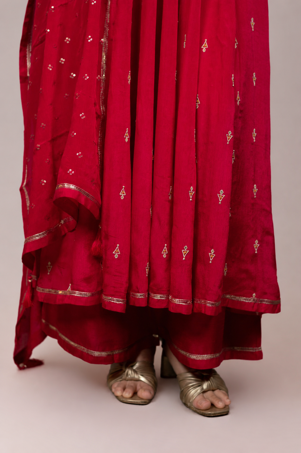 Ruby Pink Embroidered Anarkali Suit Set with Dupatta