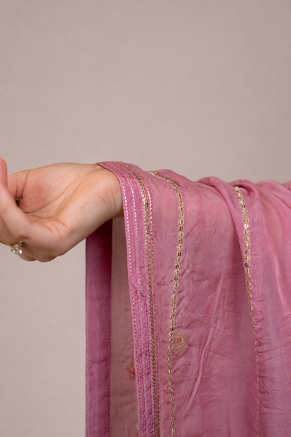 Blush Pink Zari Woven Silk Lehenga Set with Matching Dupatta