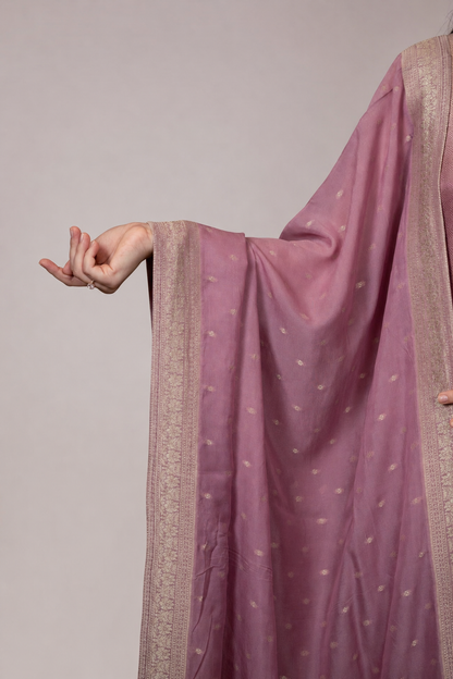 Blush Rose Embellished Straight Suit Set with Dupatta
