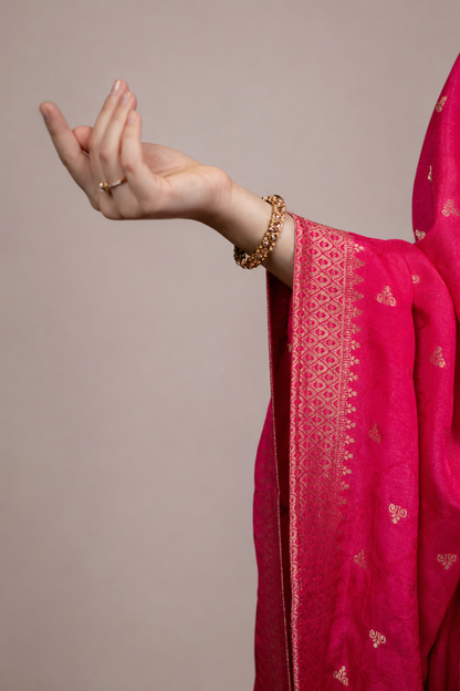 Fuchsia Pink Banarasi Straight Suit Set