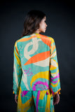 Printed indowestern plazzo with short jacket
