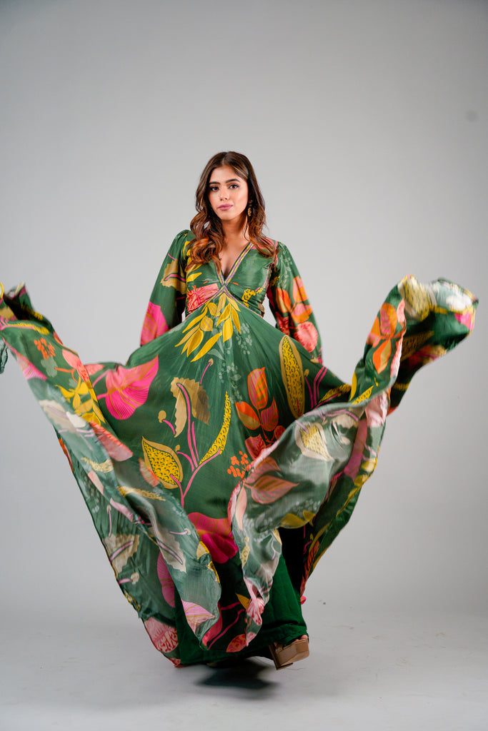 Floral indowestern gown