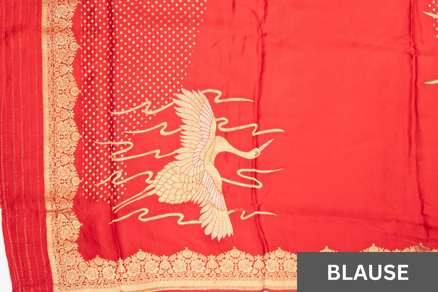 Royal Red Art Crepe Saree with Fancy Printed Design & Zari Accents