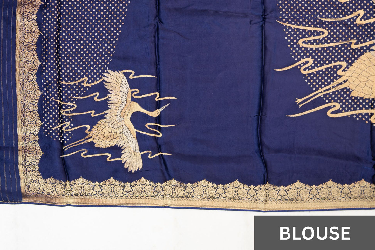 Royal Navy Art Crepe Saree with Fancy Printed Design & Zari Accents