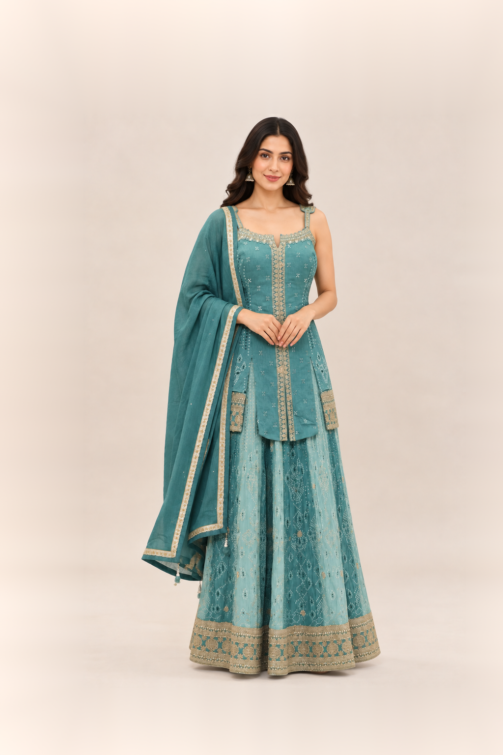 Aqua Teal Embellished Sharara Set
