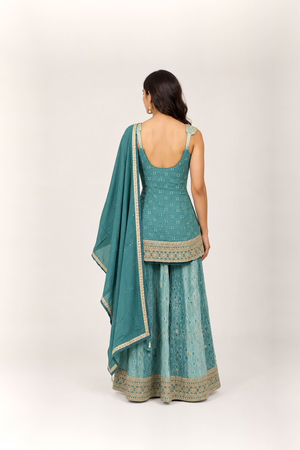 Aqua Teal Embellished Sharara Set