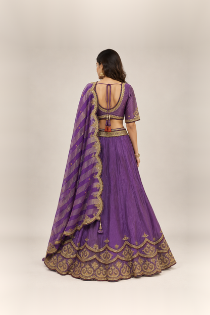 Royal Purple & Gold Heritage Lehenga Set