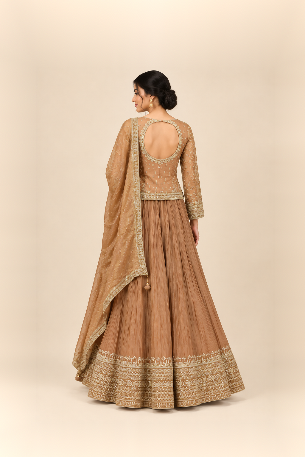 Champagne Gold & Mocha Heritage Lehenga Set