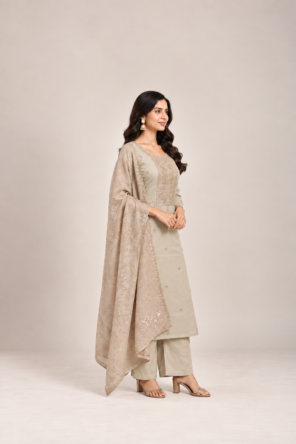Ivory Pearl Embroidered Suit Set