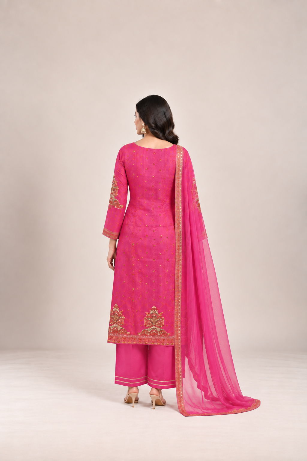 Rani Pink Embellished Straight Suit Set
