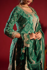 Load image into Gallery viewer, Emerald Green Embroidered Sharara Set
