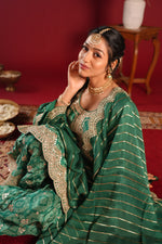 Load image into Gallery viewer, Emerald Green Embroidered Sharara Set
