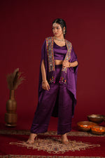 Load image into Gallery viewer, Purple Cape Style Indo-Western Set
