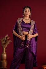 Load image into Gallery viewer, Purple Cape Style Indo-Western Set
