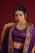 Load image into Gallery viewer, Purple Cape Style Indo-Western Set
